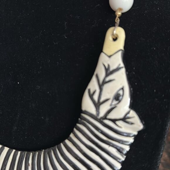 Zebra Necklace Statement Piece Fun Whimsical - Picture 2 of 4